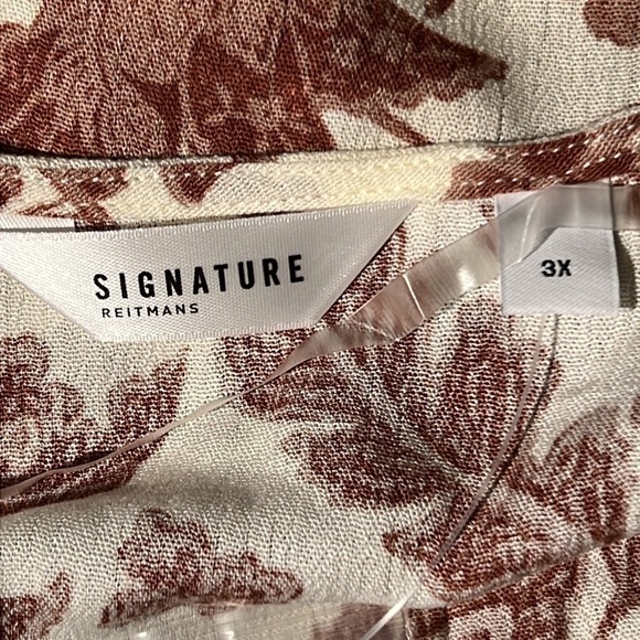 Reitmans Cropped Blouse Button Down Sleeveless V-Neck Cream Brown Size 3X NEW - Picture 6 of 11